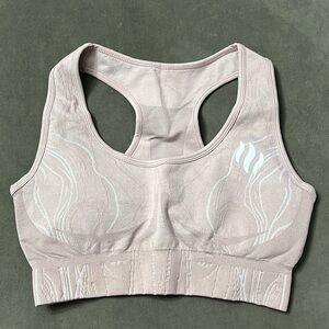Smoke NWT S mauve with white design throughout the top racer back with pads